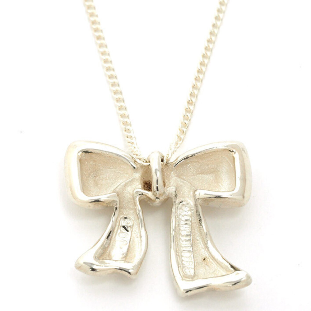 Tiffany ribbon motif pendant necklace silver